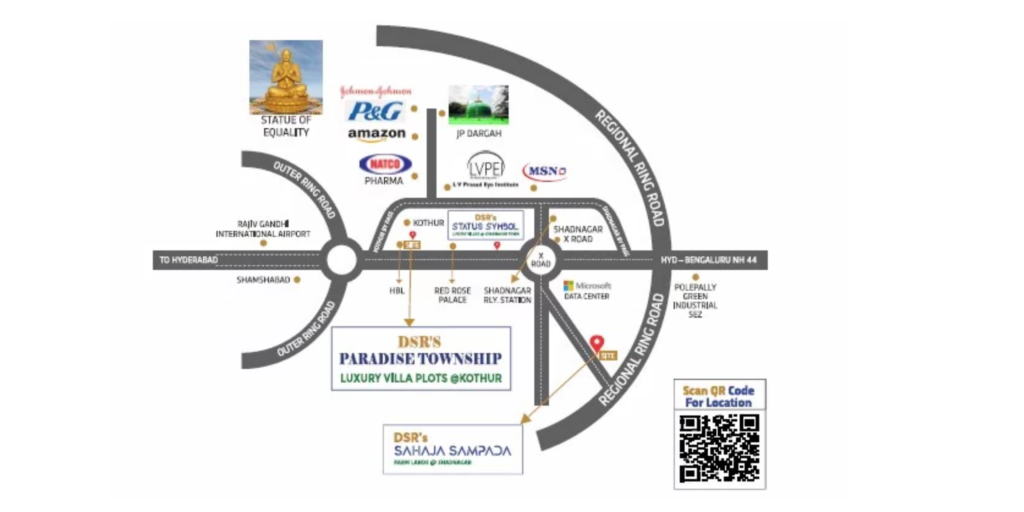 DSR PARADISE TOWNSHIP- LOCATION MAP- SANGAREDDY TOWN- mtg infra developers- KOTHUR town-mtginfradevelopers.COM - HIGHWAY FACING VENTURE - BANGALORE HIGHWAY